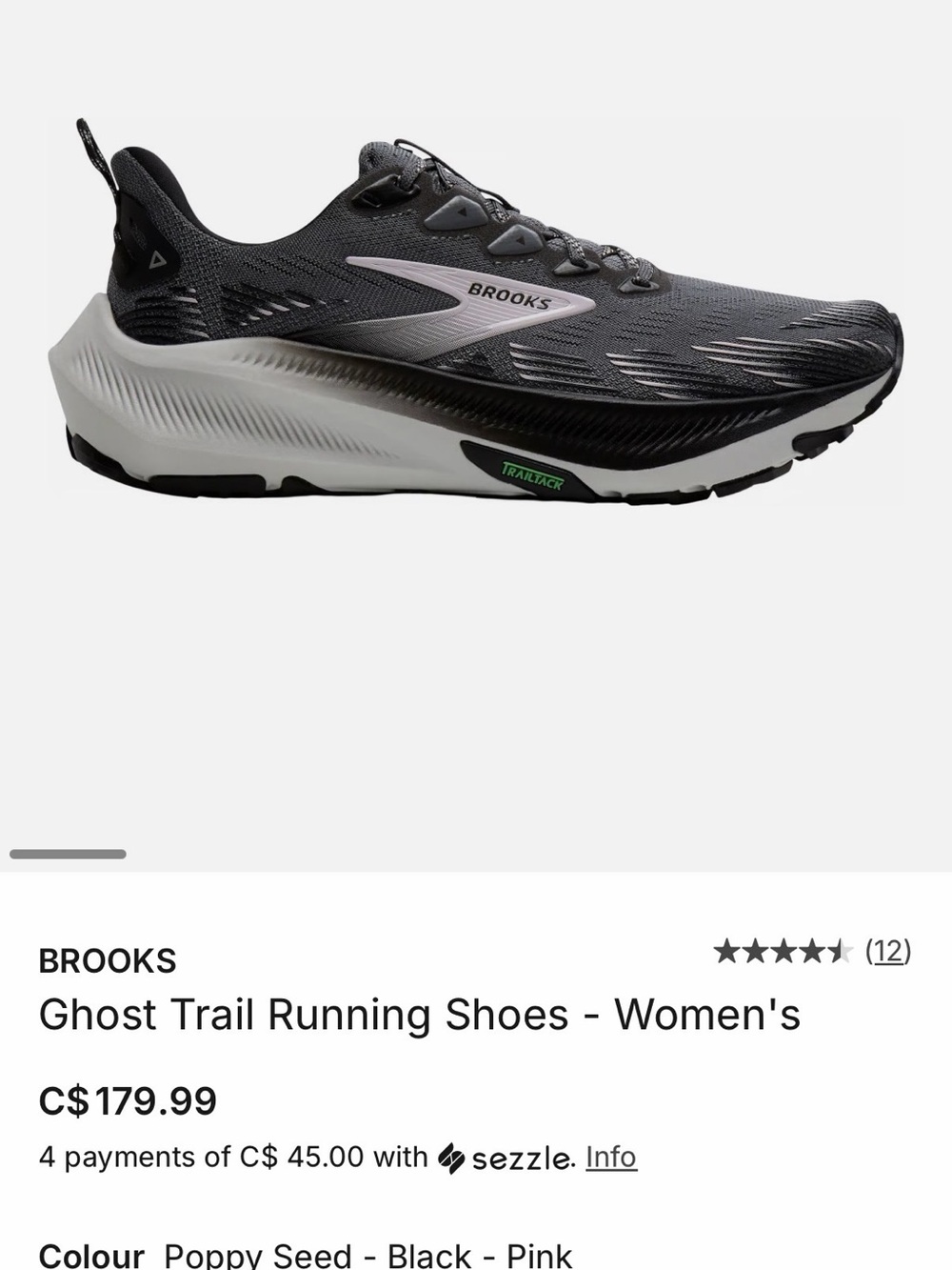 Brooks Ghost Trail Women's Running Shoes — Black with Pink Accents